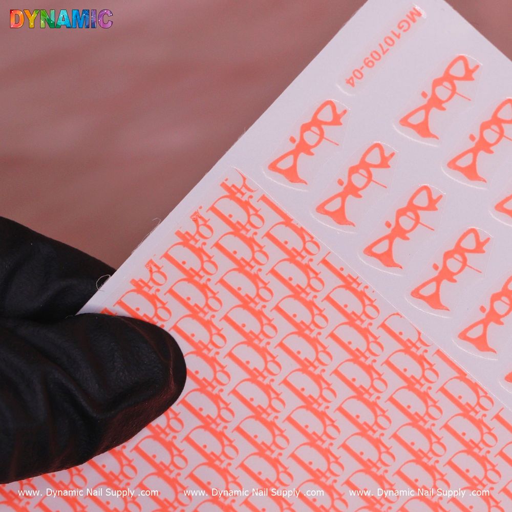 Neon red nail water decal sheet - 2