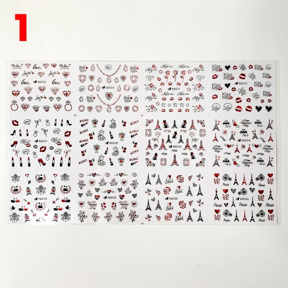valentines nail sticker sheet assorted shapes - 2