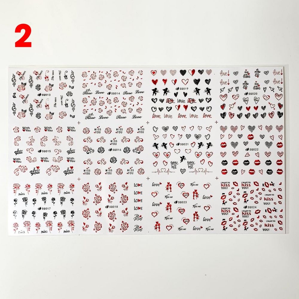 valentines nail sticker sheet assorted shapes - 3