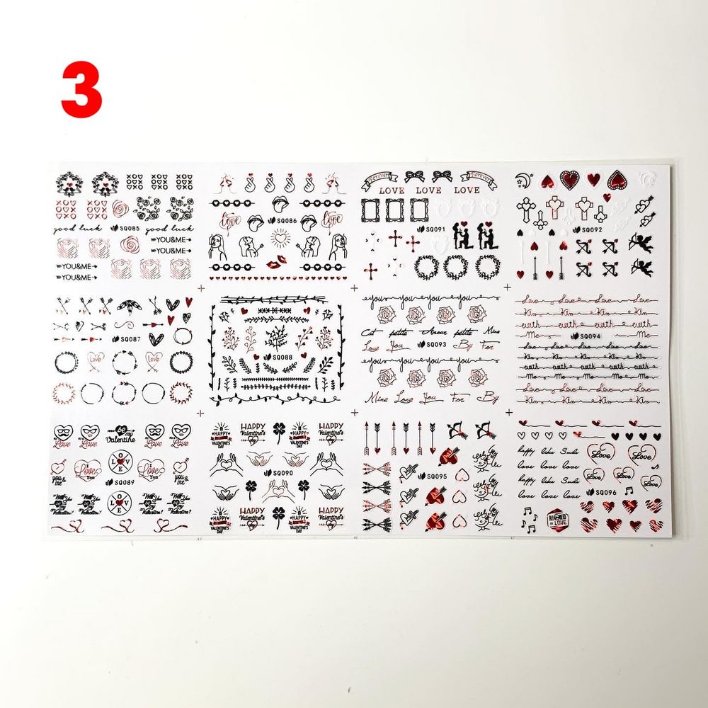 valentines nail sticker sheet assorted shapes - 4