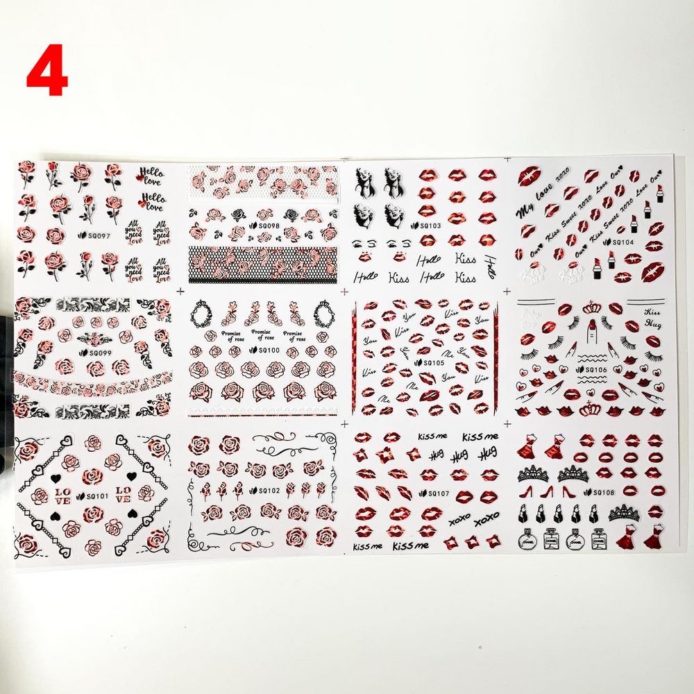 valentines nail sticker sheet assorted shapes - 5