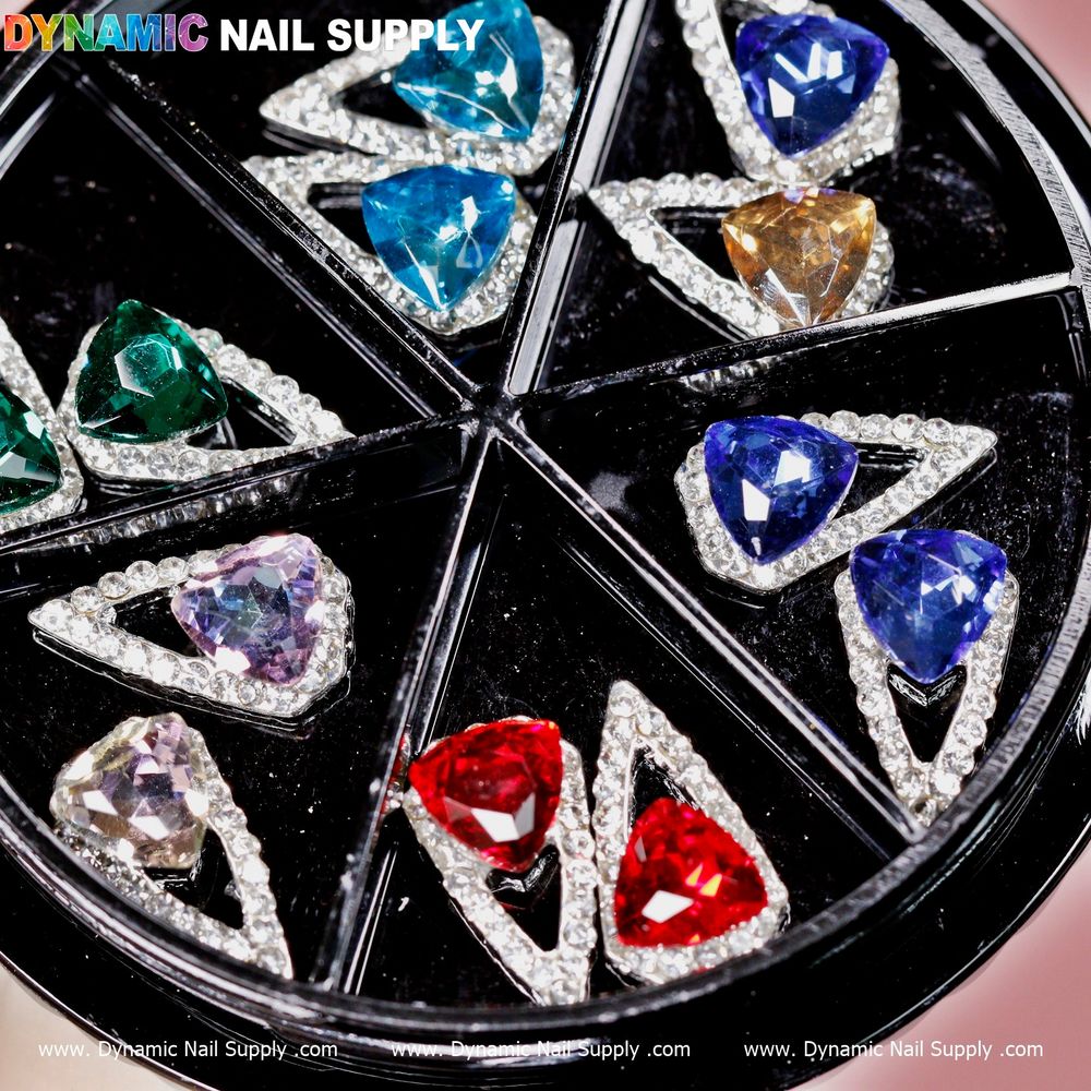 red and silver water drop nail charms - 2