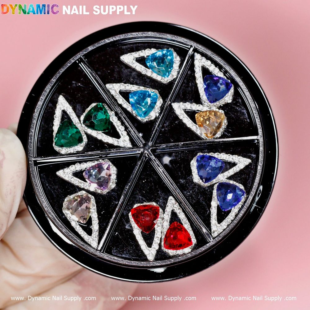 red and silver water drop nail charms - 4